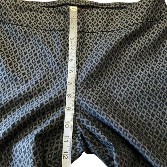 Krazy Larry Pants Straight Leg Pull On Diamond Print Blue Grey Stretch Women 14 - Picture 6 of 12